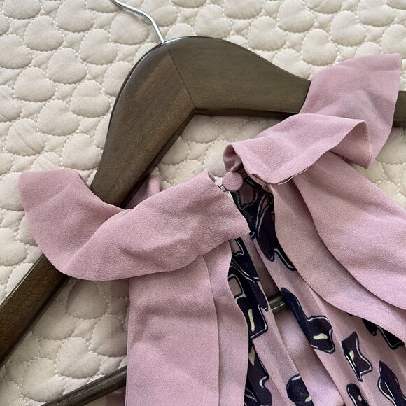 $615 NWT Self-Portrait Printed Frill Balloon Sleeve Pleated Maxi Dress - Picture 15 of 16